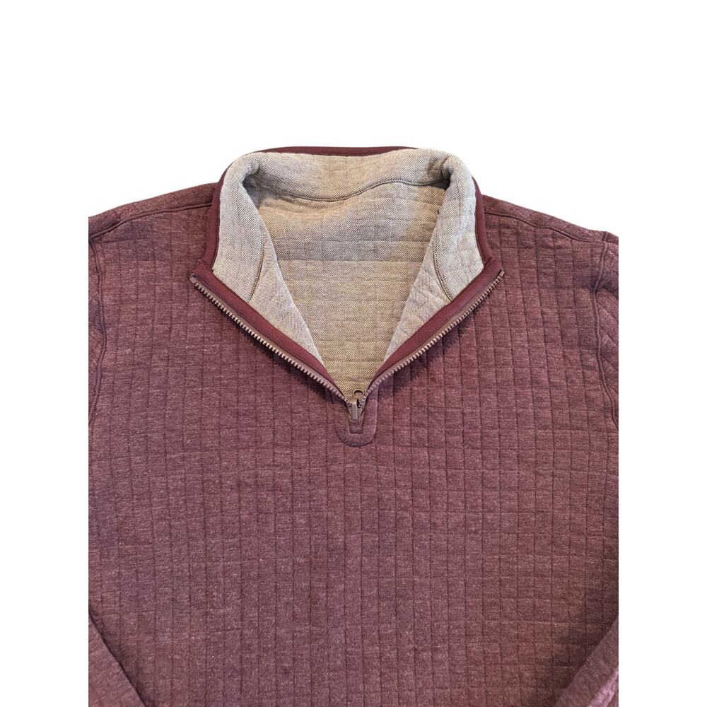 Men’s XL Maroon Quilted Quarter Zip Pullover Sweater Long Sleeve Casual Comfort - Picture 4 of 8